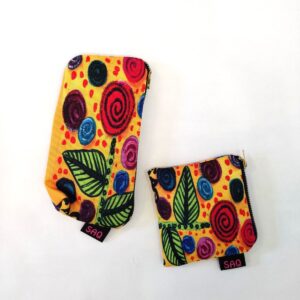 Cosmetiquera + Monedero / flores de espiral